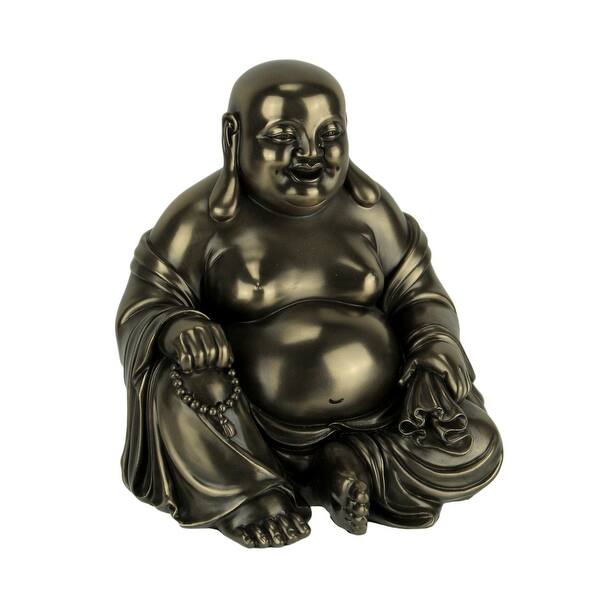 Shop Bronze Finish Laughing Buddha Holding Beads And Bag Statue