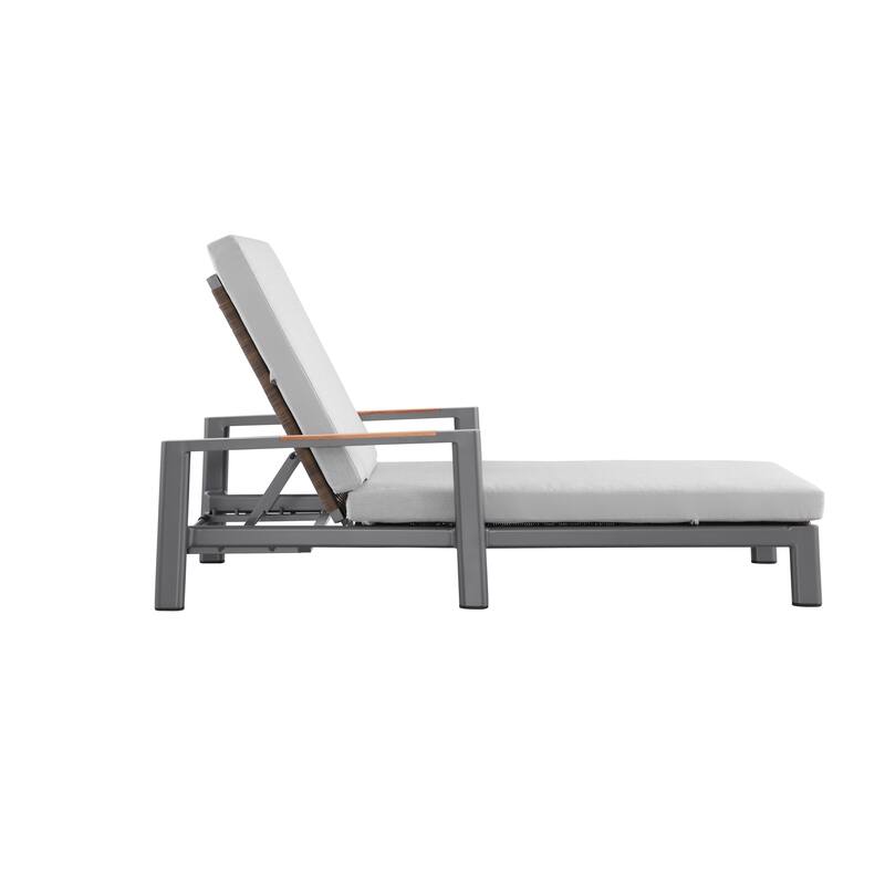 Arlo Teak & Wicker Aluminum Dual-Use Outdoor Chaise Lounge (Set of 2)