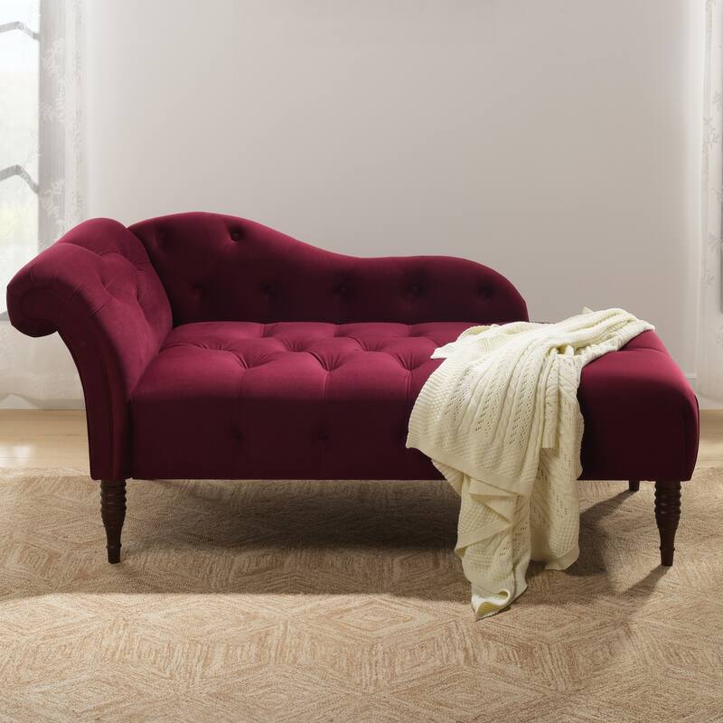Carson Carrington Hockerum Velvet Right Arm Facing Tufted Chaise Lounge