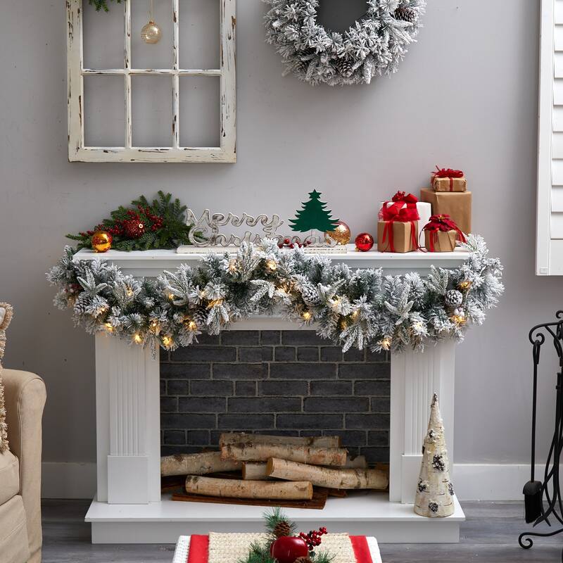 6Ft Christmas Garland with Lights - Holiday Decor, Festive Greenery, Warm White LED, Mantle & Staircase Decor - 72