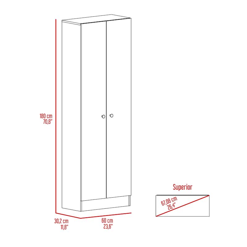 Multistorage Pantry Cabinet, Five Shelves, Double Door Cabinet