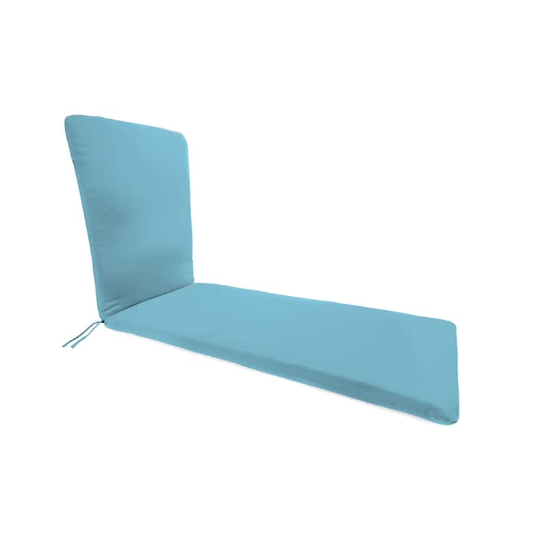 74" x 22" Outdoor Chaise Lounge Cushion with Ties and Loop - 74'' L x 22'' W x 2'' H - Canvas Light Aqua