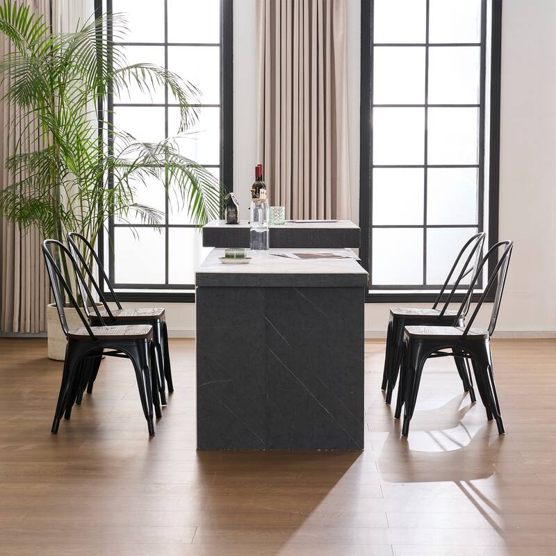 Metal Dining Chairs Set of 4 Stackable Indoor-Outdoor Patio Chair
