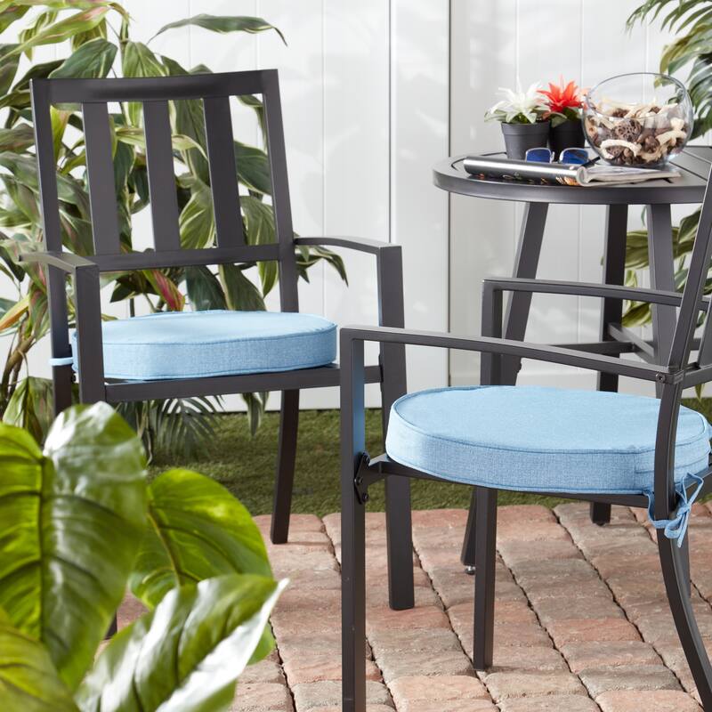 Greendale Home Fashions 18" Round Outdoor Chair Pad (Set of 2) - Denim