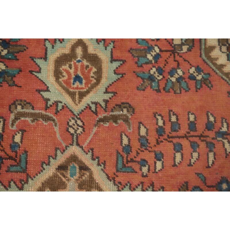 Hand Knotted Oriental 100% Wool Carpet Traditional Floral Oranges & Rust Tabriz Area Rug - 4' 10'' X 3' 2''