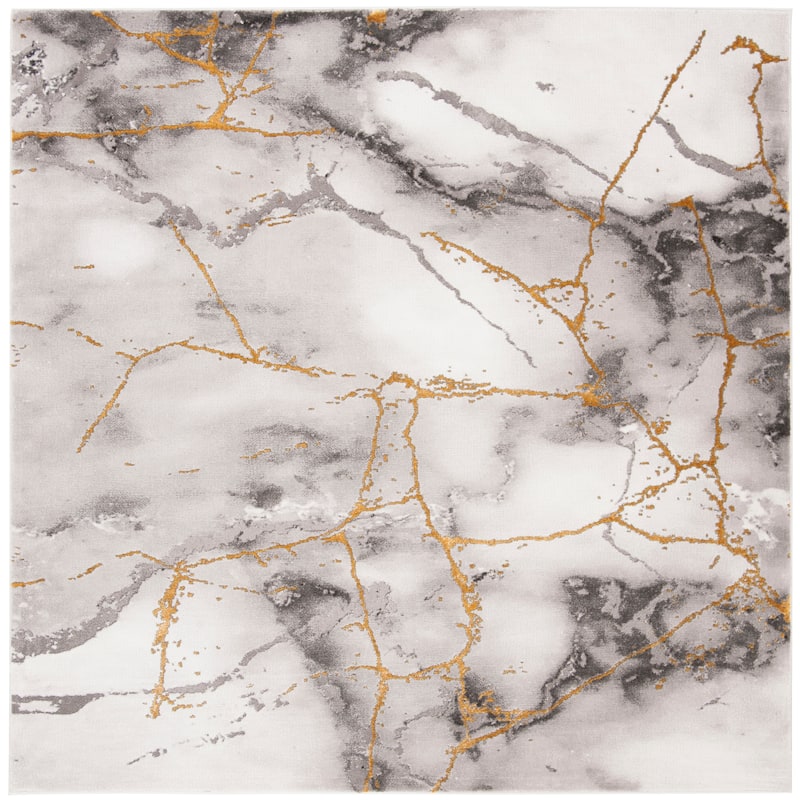 SAFAVIEH Craft Miyase Modern Abstract Rug - 3' Square - Grey/Gold