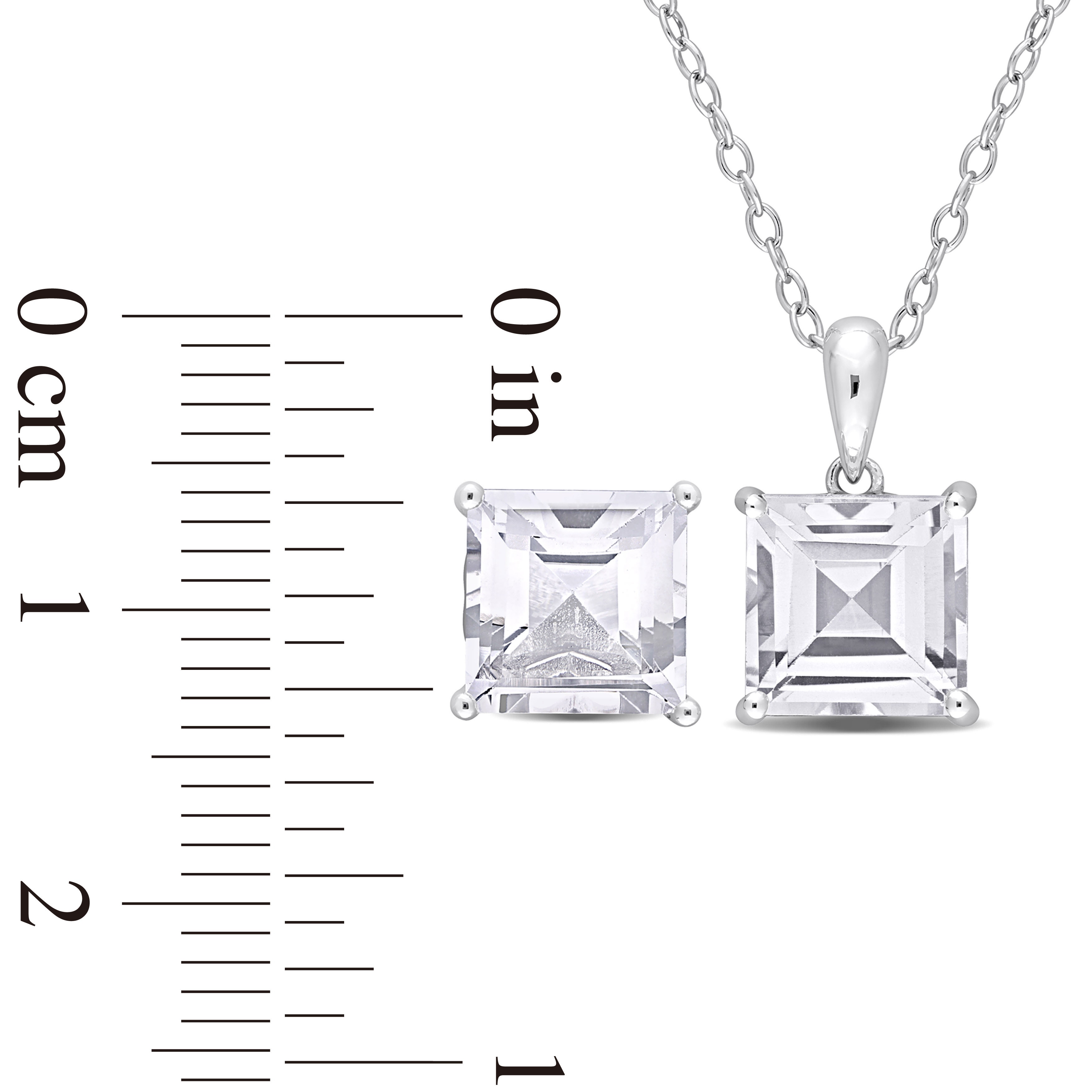 Miadora 9ct TGW Square White Topaz 2-Piece Set of Necklace