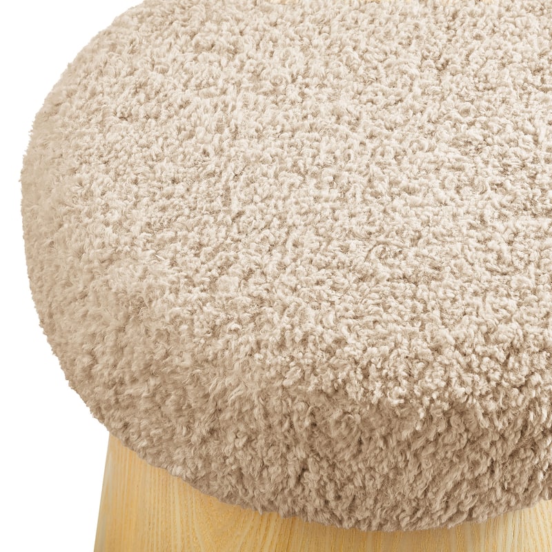 Ketra Round Faux Shearling Ottoman Footstool