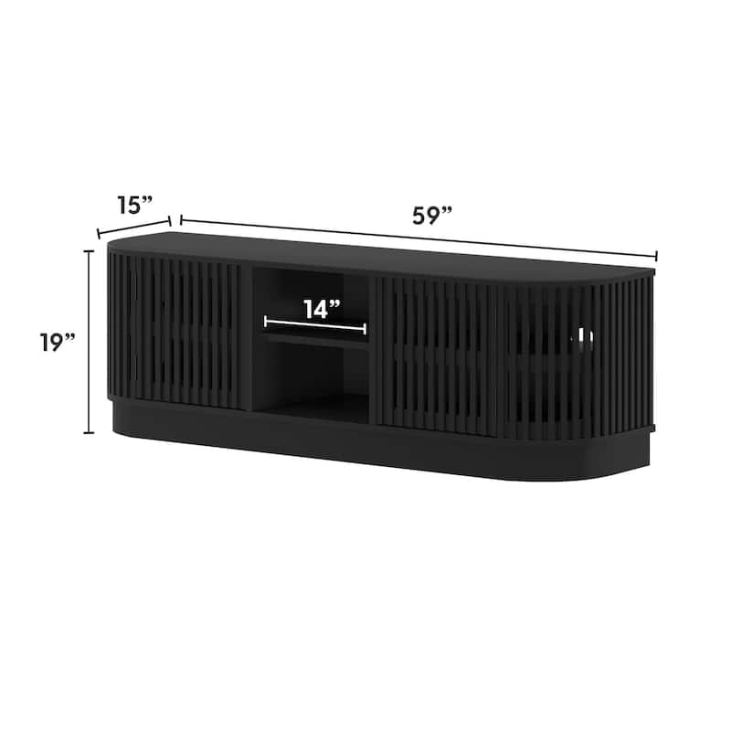 Plank and Beam Contour Curved Mid-Century Modern Sideboard/TV Stand