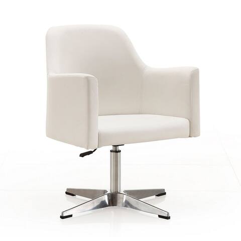 Manhattan Comfort Pelo Polished Chrome Faux Leather Adjustable Height Swivel Accent Chair