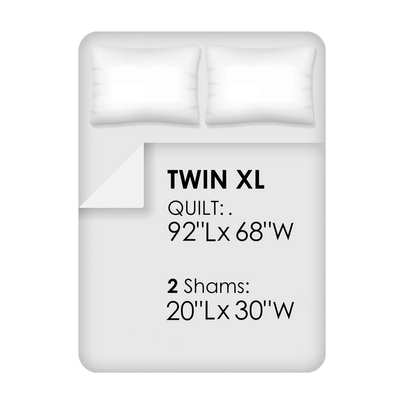 World Map 3 Piece Quilt Set-Twin XL Bedding & 2 Pillow Shams by Hastings Home