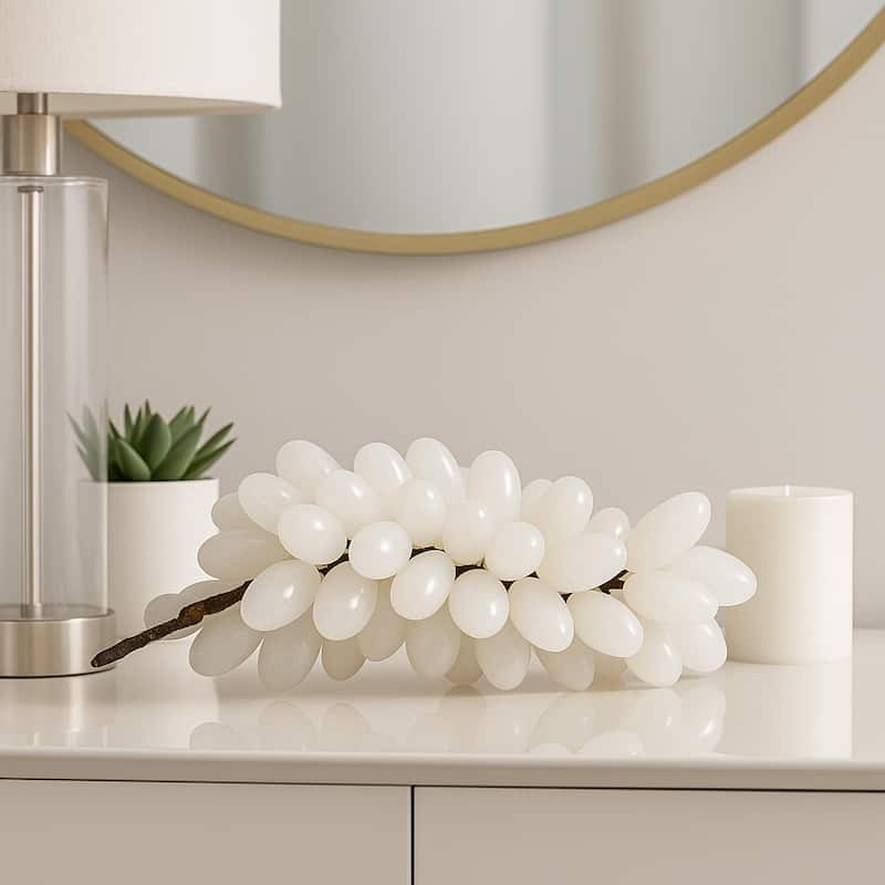 Stone Decorative Object Grape Sculpture Statue Living Room - 2" White - 8" x 4" x 2"