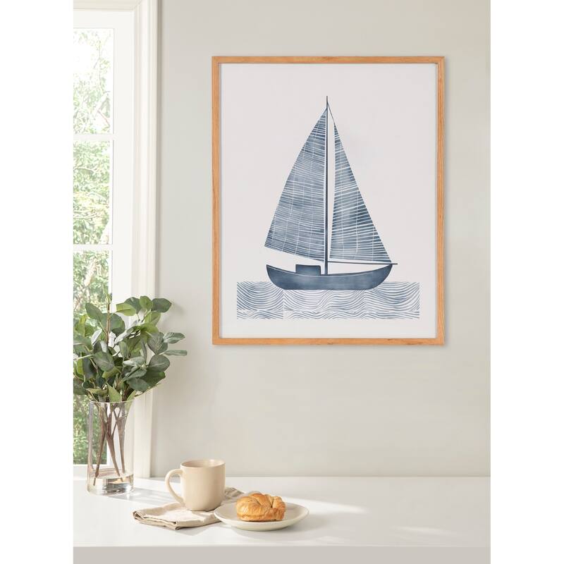 Kate and Laurel Gallery Nautical Blue Sailboat Print