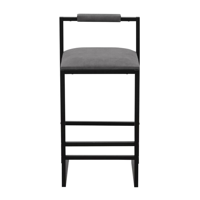 2pcs Counter Height Bar Stools for Kitchen PU Leather Upholstered Barstools with Back Armless Dining Chairs - N/A