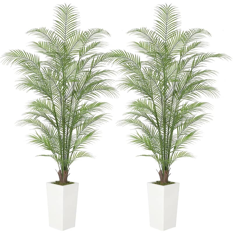 4FT Faux Areca Palm Plants Fake Palm Tree w/ 44 Realistic Trunks & Full Lifelike Palm Leaves Artificial - 5ft 2pcs