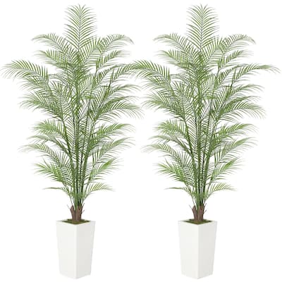 4FT Faux Areca Palm Plants Fake Palm Tree w/ 44 Realistic Trunks & Full Lifelike Palm Leaves Artificial