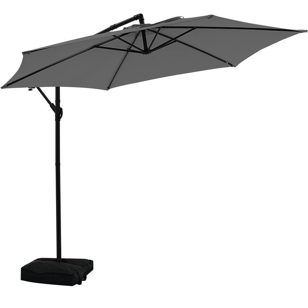 Autlaycil 10ft Offset Hanging Market Patio Umbrella with Base