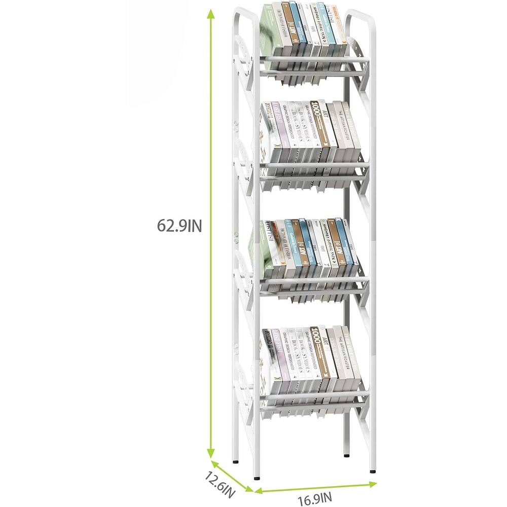 Bookshelf Storage Shelf Bookcase Freestanding(4 Tiers, White) Bed