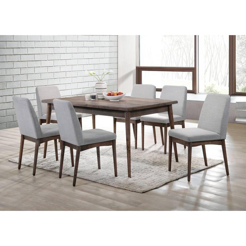 Grey Fabric Upholstered Dining Chair, Brown(Set of 2)