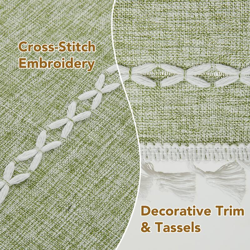 Deconovo Boho Sheer Curtain with Tassels & Embroidery 1 Panel
