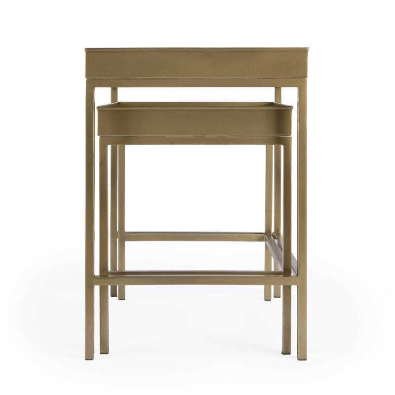 Lenny Gold 2 Piece Glass Nesting Tables