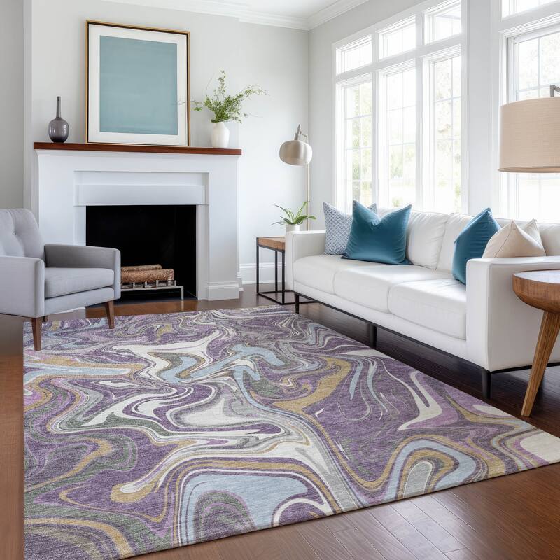 Machine Washable Indoor/ Outdoor Contemproary Fusion Chantille Rug