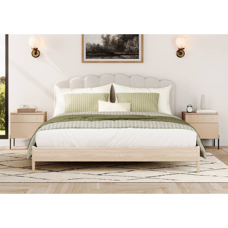 4 Pcs Bedroom Set，Wooden Dresser and Nightstand Sets for Bedroom, Reeded Night Stand of 2 with Charging