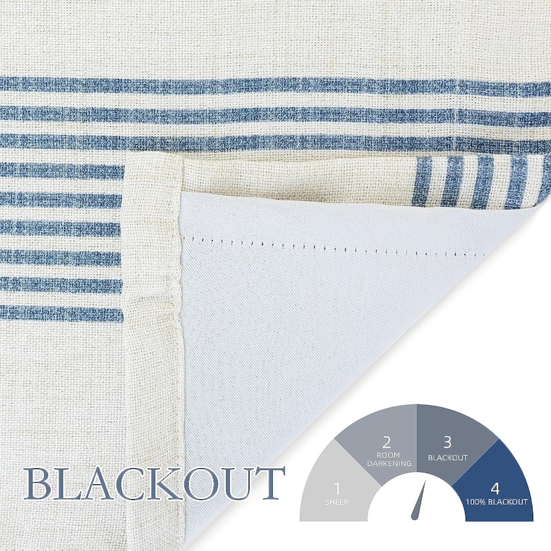 DriftAway Cabana Stripe Linen Textured Farmhouse Blackout Window Curtains - 52" Width X 84" Length