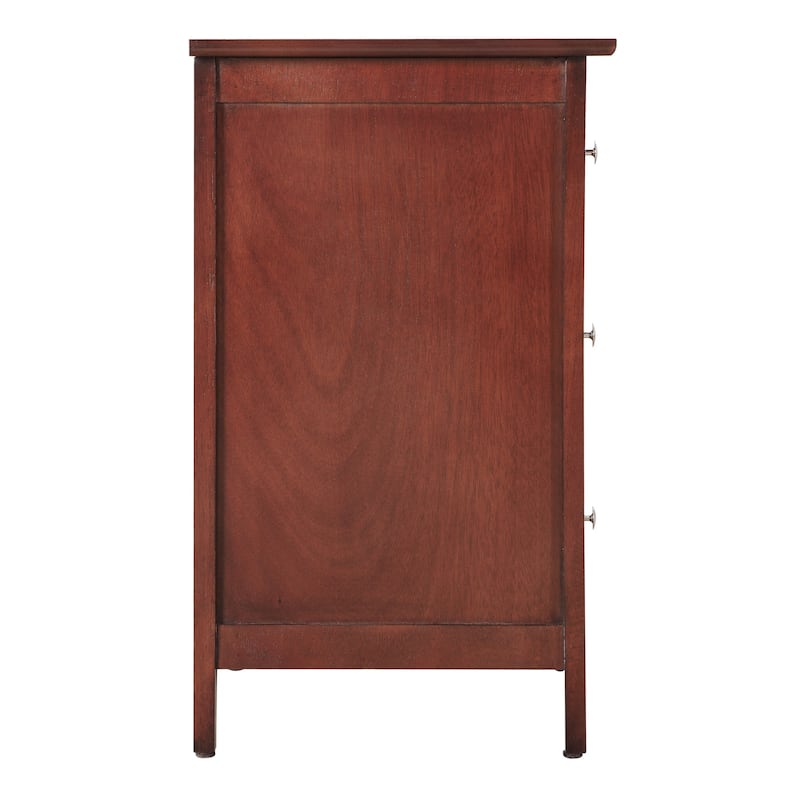 Cherry Nightstand 25x19x15 Transitional Bedside Table with Three Storage Drawers, Durable Build and Warm Stylish Finish