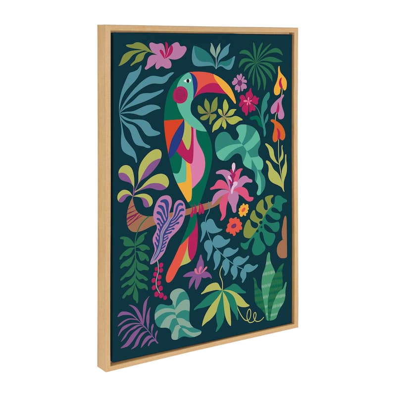 Kate and Laurel Sylvie Tropical Toucan Framed Canvas by Rachel Lee - 23x33 - Natural
