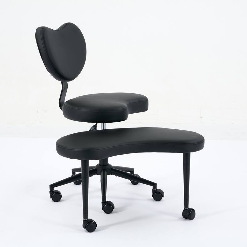 GDF Studio - Flexible PU Leather Cross-Legged Office Chair with Adjustable Swivel Footstool and Lumbar Support