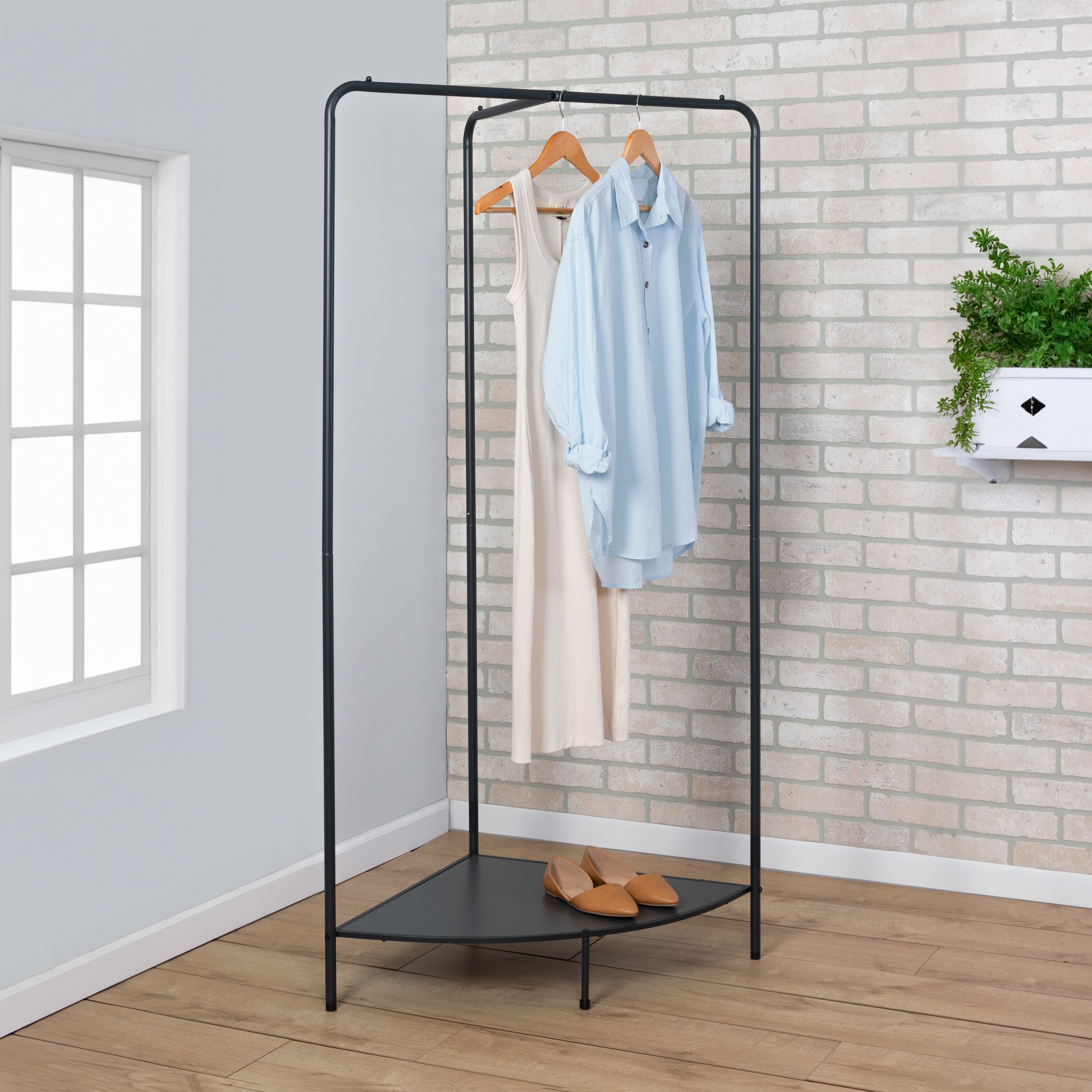 Corner clothes sales shelf