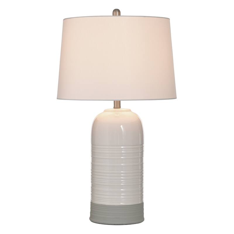 StyleCraft Ceramic Table Lamp - Evian Ivory - Off-White Shade