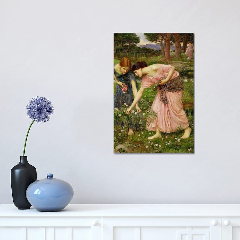 iCanvas "Gather Ye Rosebuds While Ye May', 1909 " by John William Waterhouse Canvas Print - 18x12x1.5