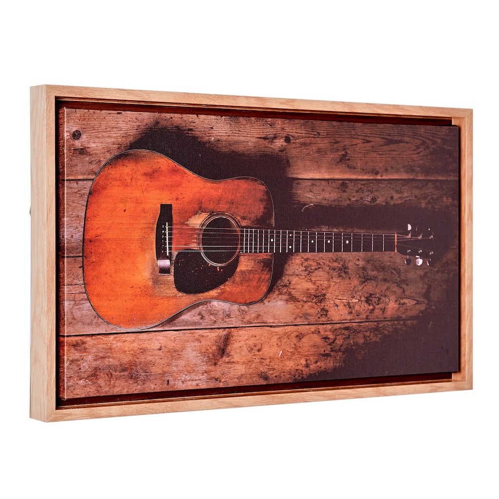 American Art Decor Grand Ole Opry Guitar Canvas with L Frame - 22" x 12"