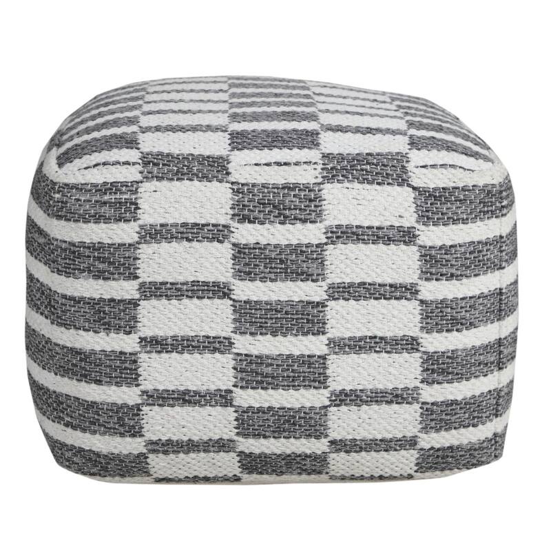 HomeRoots 18" Gray 100% Cotton Ottoman