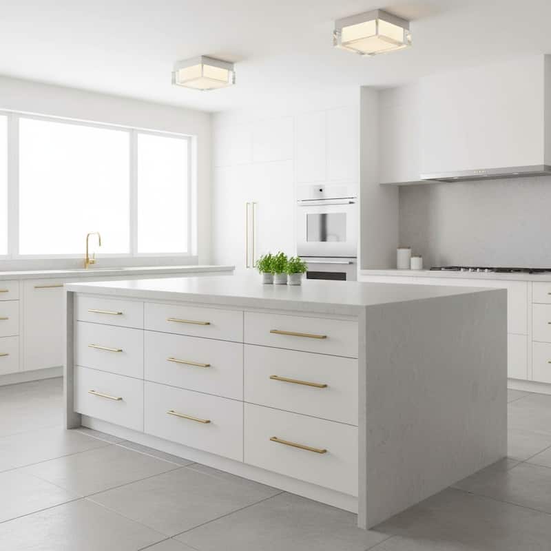 8 Inch Square LED Flush Mount Light Acrylic Diffuser 1500 Lumens Dimmable