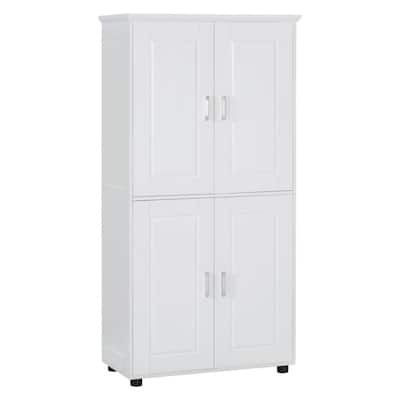 Tall and Wide Bathroom Floor Storage Cabinet Bathroom Storage Unit Freestanding Cabinet with 4 Doors Adjustable Shelves