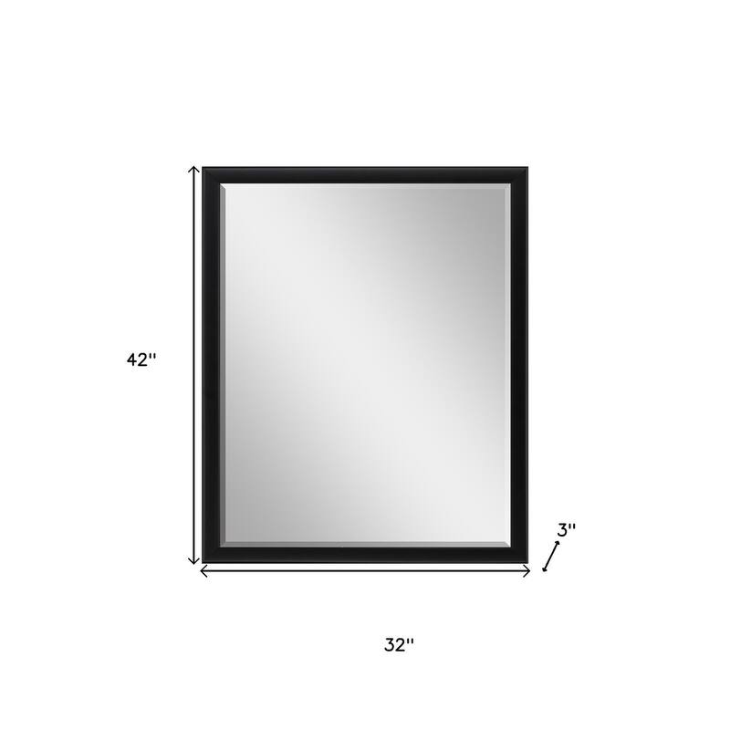 HomeRoots 42" Black Solid Wood Framed Accent Mirror - 32.00 in. x 42.00 in. x 3.00 in.