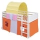 preview thumbnail 29 of 34, Colorful Loft Bed Twin Size Wood Bed Frame Support Loft Bed Rural Life Style with Full Length Guardrail and 3 Pockets