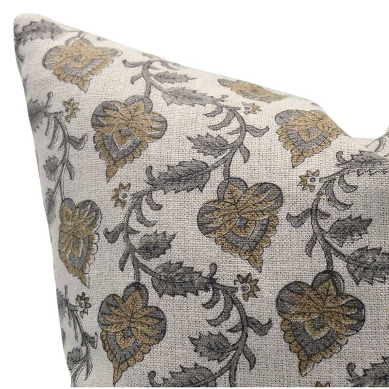 Fabdivine Throw Handmade Block Print Grey Decorative Handmade Cushion Cover Thick Linen for Living Room Accent, Madhubala