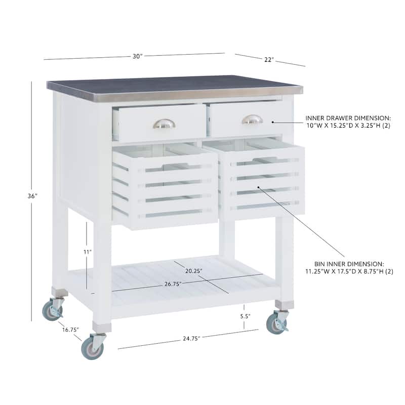 Eileen Rolling Kitchen Cart with Storage