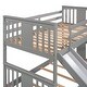preview thumbnail 14 of 25, Built-in Design Twin Over Twin Bunk Bed with Slide and Ladder,House Shape Design