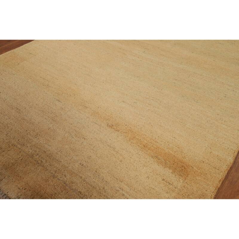 Modern Gold Gabbeh Oriental Foyer Rug Handmade Wool Carpet - 3'5"x 4'10"