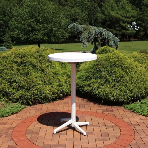 Sunnydaze Indoor/Outdoor All-Weather Round Foldable Bar Table - Plastic - White - White White