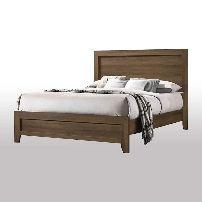 Wooden Panel Bed in Oak Finish