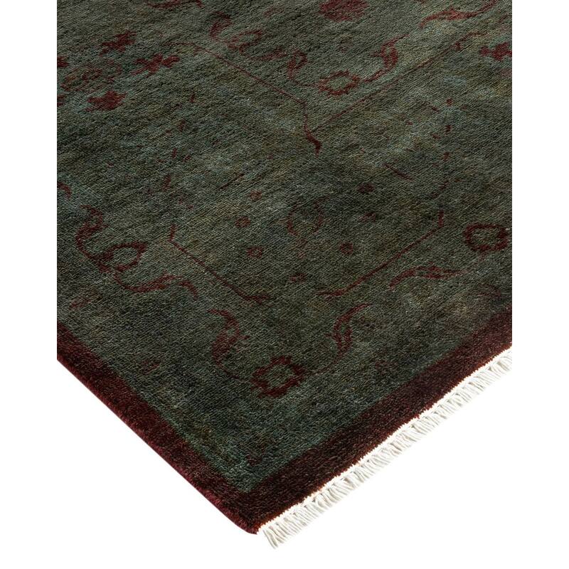 Overton Hand Knotted Wool Vintage Inspired Modern Contemporary Overdyed Gray Area Rug - 9' 0" x 12' 6"