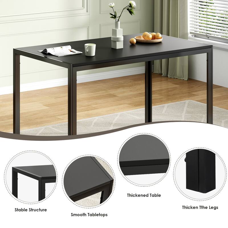 Dining Table for 4-6 Person, 47" Rectangular Wooden Dining Table Top and Metal Frame for Home Kitchen Dining Desk - Black