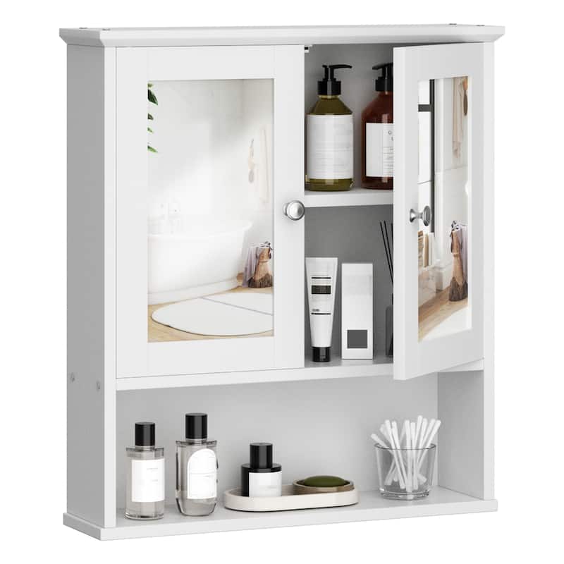 Futzca Bathroom Cabinet Wall Mounted, Storage Cabinet with Doors and Mirror
