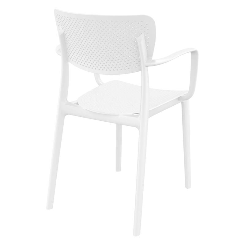 33" White Stackable Solid Patio Dining Arm Chair